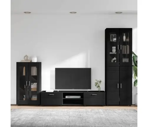 Tv Skapīšu Komplekts Ar Atvilktni Melna Inženierijas Koks Vidaxl