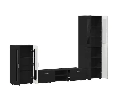 Tv Skapīšu Komplekts Ar Atvilktni Melna Inženierijas Koks Vidaxl