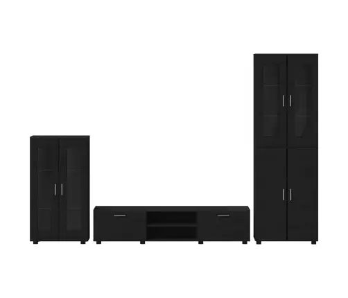 Tv Skapīšu Komplekts Ar Atvilktni Melna Inženierijas Koks Vidaxl