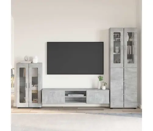 Tv Skapīšu Komplekts Ar Plauktu Betona Pelēks Inženierijas Koks Vidaxl