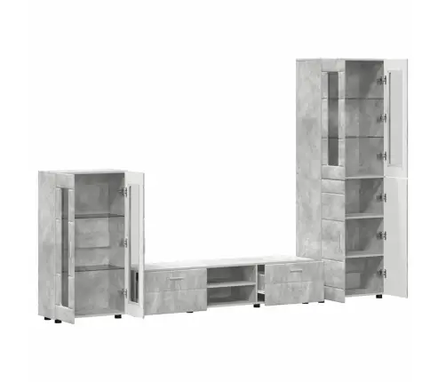 Tv Skapīšu Komplekts Ar Plauktu Betona Pelēks Inženierijas Koks Vidaxl