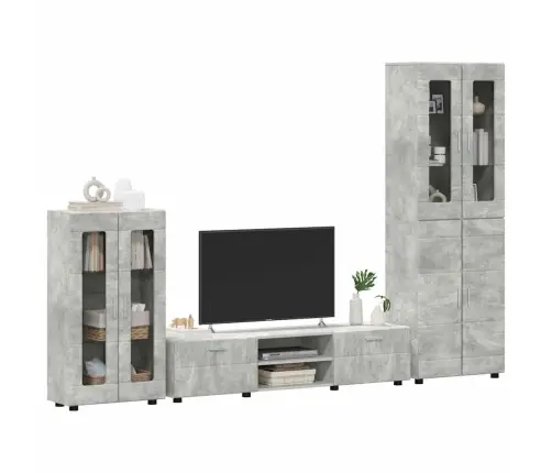 Tv Skapīšu Komplekts Ar Plauktu Betona Pelēks Inženierijas Koks Vidaxl