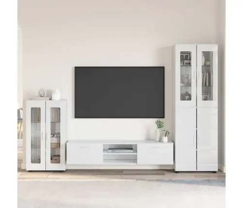 Tv Skapīšu Komplekts Ar Atvilktni Augsta Spīduma Baltā Krāsa Vidaxl