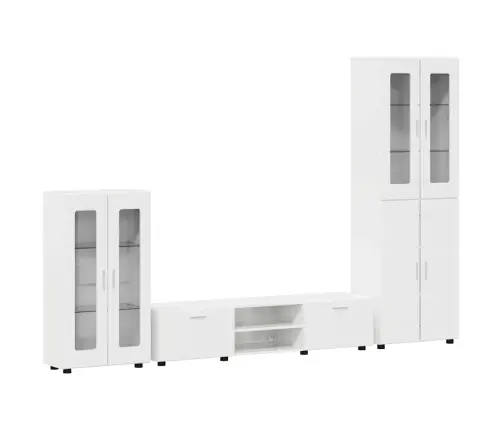 Tv Skapīšu Komplekts Ar Atvilktni Augsta Spīduma Baltā Krāsa Vidaxl