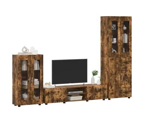 Tv Spintelių Komplektas Rūkyta Ąžuolas Apdirbta Mediena