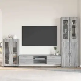Tv Skapīšu Komplekts Ar Plauktu Pelēks Sonoma Inženierijas Koks Vidaxl