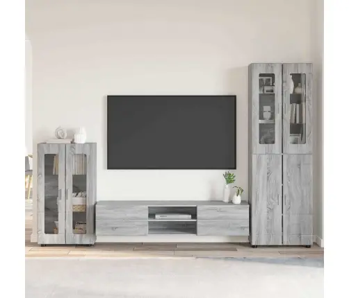 Tv Skapīšu Komplekts Ar Plauktu Pelēks Sonoma Inženierijas Koks Vidaxl