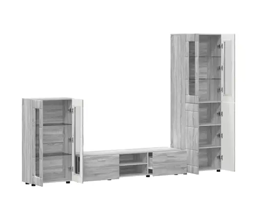 Tv Skapīšu Komplekts Ar Plauktu Pelēks Sonoma Inženierijas Koks Vidaxl