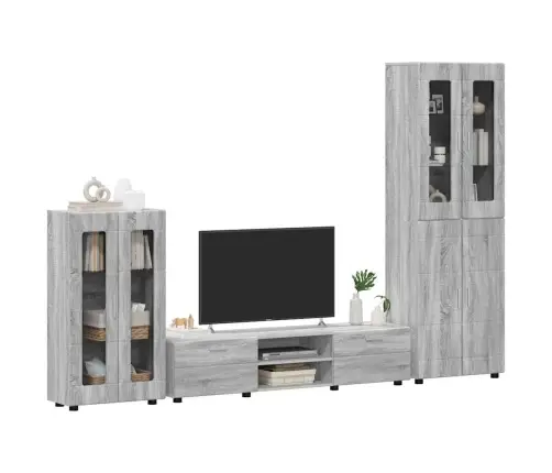 Tv Skapīšu Komplekts Ar Plauktu Pelēks Sonoma Inženierijas Koks Vidaxl