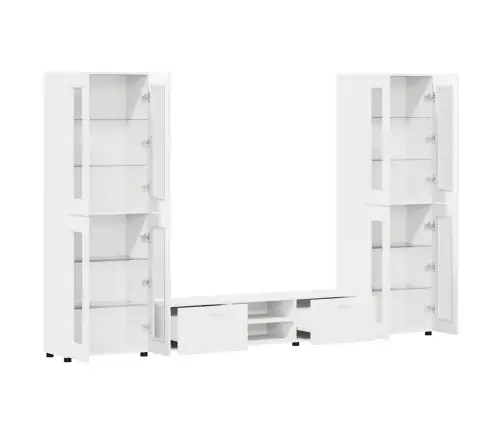 Tv Skapīšu Komplekts Ar Atvilktni Balts Inženierijas Koks Vidaxl