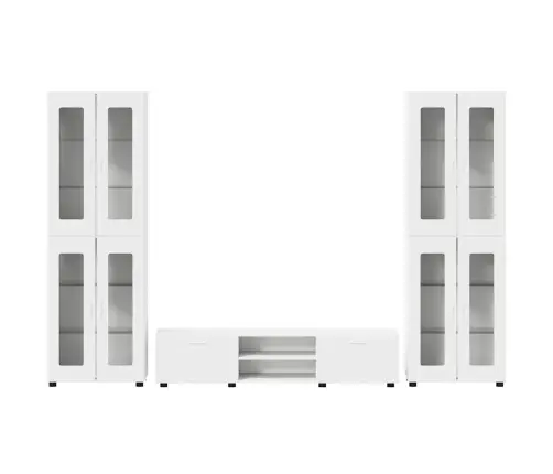 Tv Skapīšu Komplekts Ar Atvilktni Balts Inženierijas Koks Vidaxl