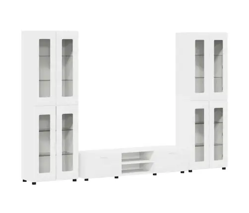 Tv Skapīšu Komplekts Ar Atvilktni Balts Inženierijas Koks Vidaxl