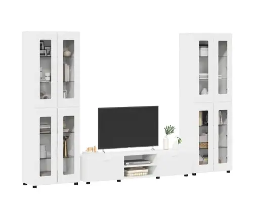 Tv Skapīšu Komplekts Ar Atvilktni Balts Inženierijas Koks Vidaxl