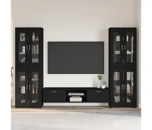 Tv Skapīšu Komplekts Ar Atvilktni Melna Inženierijas Koks Vidaxl