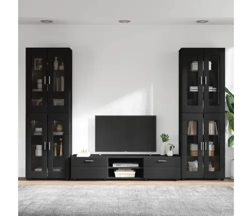 Tv Skapīšu Komplekts Ar Atvilktni Melna Inženierijas Koks Vidaxl