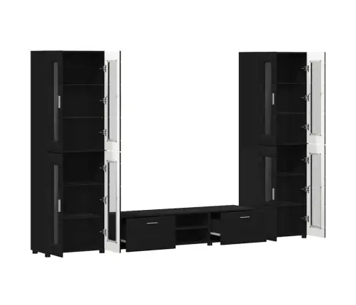 Tv Skapīšu Komplekts Ar Atvilktni Melna Inženierijas Koks Vidaxl