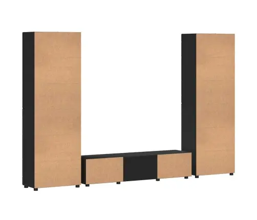 Tv Skapīšu Komplekts Ar Atvilktni Melna Inženierijas Koks Vidaxl