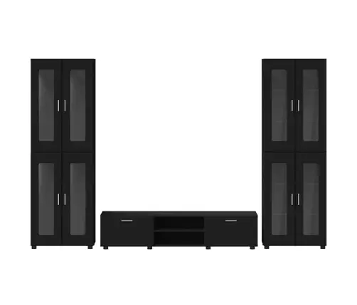 Tv Skapīšu Komplekts Ar Atvilktni Melna Inženierijas Koks Vidaxl