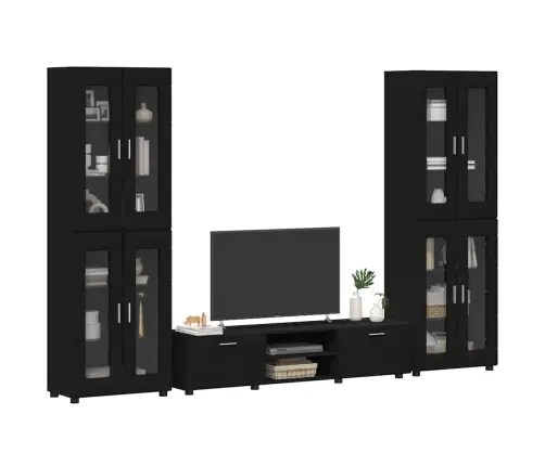 Tv Skapīšu Komplekts Ar Atvilktni Melna Inženierijas Koks Vidaxl