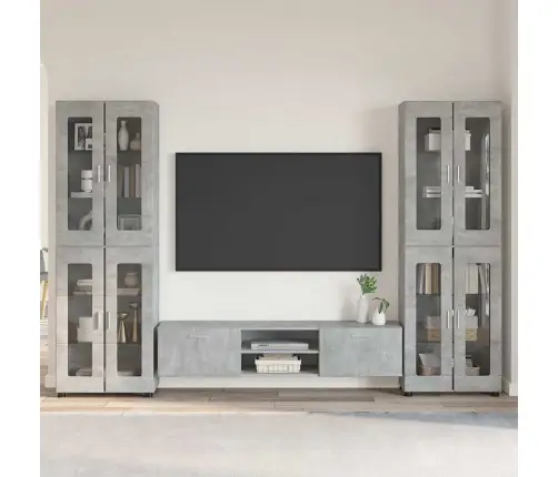 Tv Skapīšu Komplekts Ar Plauktu Betona Pelēks Inženierijas Koks Vidaxl