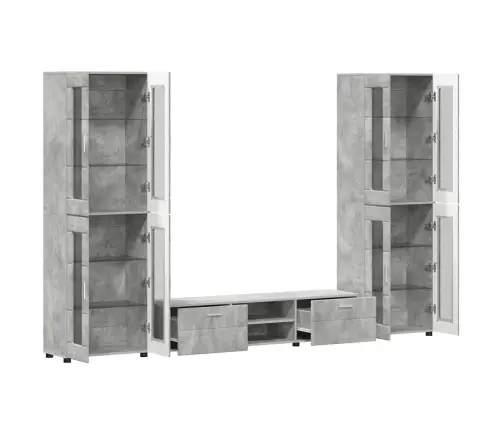 Tv Skapīšu Komplekts Ar Plauktu Betona Pelēks Inženierijas Koks Vidaxl