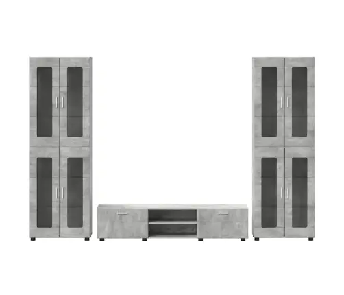 Tv Skapīšu Komplekts Ar Plauktu Betona Pelēks Inženierijas Koks Vidaxl