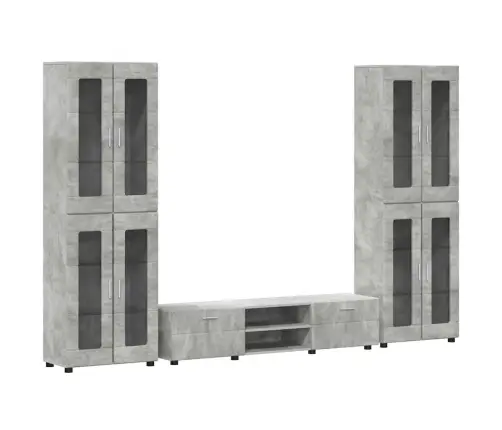 Tv Skapīšu Komplekts Ar Plauktu Betona Pelēks Inženierijas Koks Vidaxl