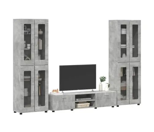 Tv Skapīšu Komplekts Ar Plauktu Betona Pelēks Inženierijas Koks Vidaxl