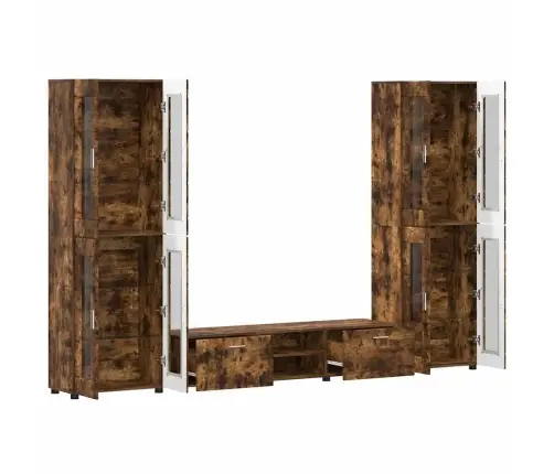 Tv Skapīšu Komplekts Ar Plauktu Dūmaka Ozols Inženierijas Koks Vidaxl