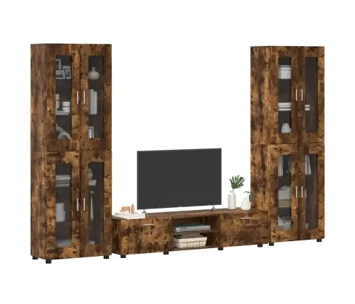 Tv Skapīšu Komplekts Ar Plauktu Dūmaka Ozols Inženierijas Koks Vidaxl
