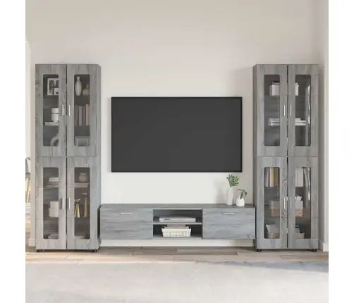 Tv Skapīšu Komplekts Ar Plauktu Pelēks Sonoma Inženierijas Koks Vidaxl