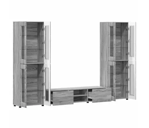 Tv Skapīšu Komplekts Ar Plauktu Pelēks Sonoma Inženierijas Koks Vidaxl