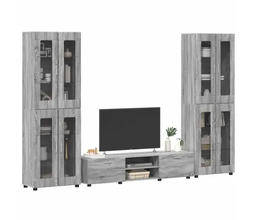 Tv Skapīšu Komplekts Ar Plauktu Pelēks Sonoma Inženierijas Koks Vidaxl