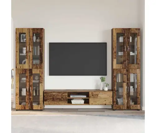 Tv Skapīšu Komplekts Ar Atvilktni Vecs Koks Inženierijas Koks Vidaxl