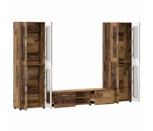 Tv Skapīšu Komplekts Ar Atvilktni Vecs Koks Inženierijas Koks Vidaxl