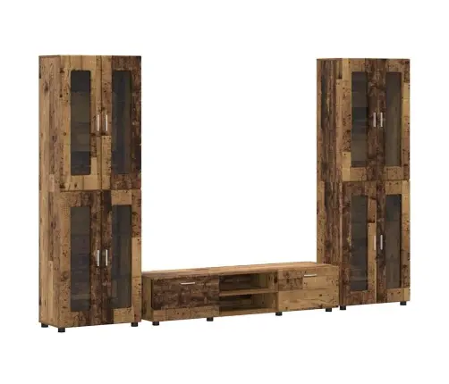 Tv Skapīšu Komplekts Ar Atvilktni Vecs Koks Inženierijas Koks Vidaxl
