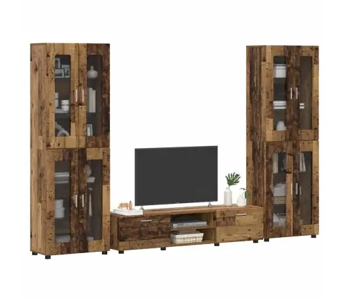 Tv Skapīšu Komplekts Ar Atvilktni Vecs Koks Inženierijas Koks Vidaxl