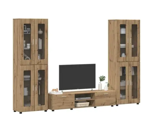 Tv Spintelių Komplektas Amatininkų Ąžuolas Apdirbta Mediena
