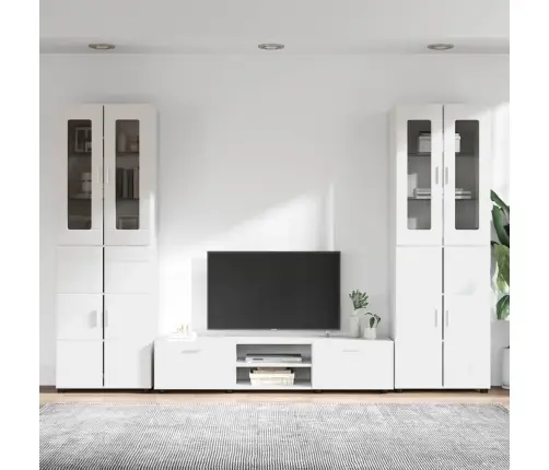 Tv Skapīšu Komplekts Ar Atvilktni Balts Inženierijas Koks Vidaxl