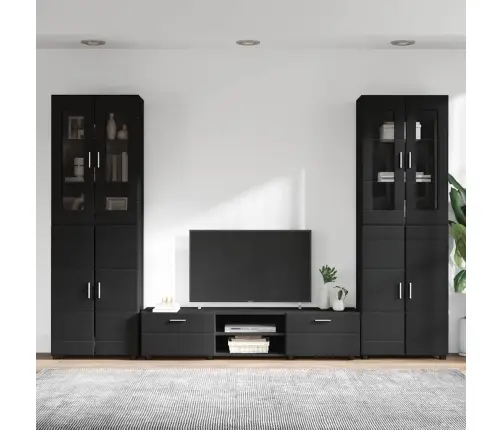 Tv Skapīšu Komplekts Ar Atvilktni Melna Inženierijas Koks Vidaxl