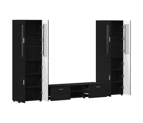 Tv Skapīšu Komplekts Ar Atvilktni Melna Inženierijas Koks Vidaxl