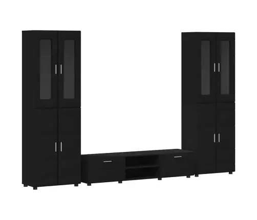 Tv Skapīšu Komplekts Ar Atvilktni Melna Inženierijas Koks Vidaxl