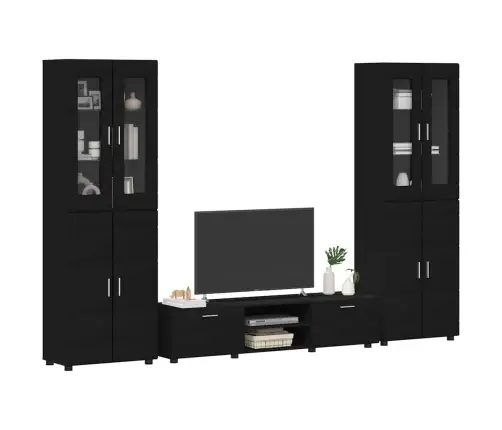 Tv Skapīšu Komplekts Ar Atvilktni Melna Inženierijas Koks Vidaxl