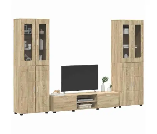 Tv Skapīšu Komplekts Ar Plauktu Sonoma Ozols Inženierijas Koks Vidaxl