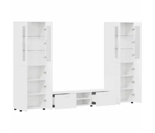 Tv Skapīšu Komplekts Ar Atvilktni Augsta Spīduma Baltā Krāsa Vidaxl