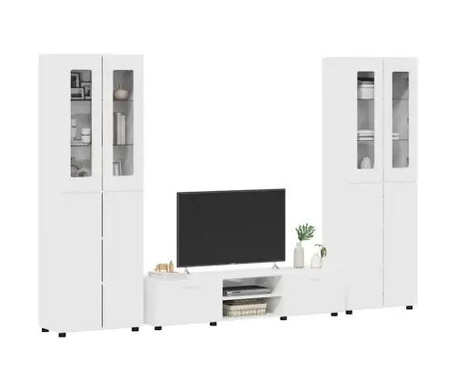 Tv Skapīšu Komplekts Ar Atvilktni Augsta Spīduma Baltā Krāsa Vidaxl