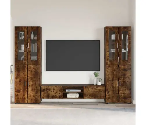 Tv Skapīšu Komplekts Ar Plauktu Dūmaka Ozols Inženierijas Koks Vidaxl