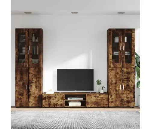Tv Skapīšu Komplekts Ar Plauktu Dūmaka Ozols Inženierijas Koks Vidaxl