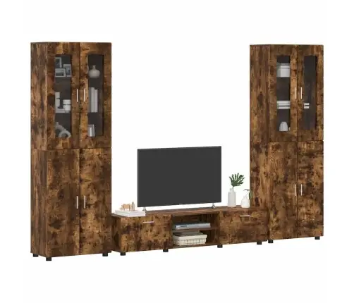 Tv Skapīšu Komplekts Ar Plauktu Dūmaka Ozols Inženierijas Koks Vidaxl