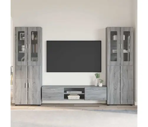 Tv Spintelių Komplektas Pilkas Sonoma Apdirbta Mediena
